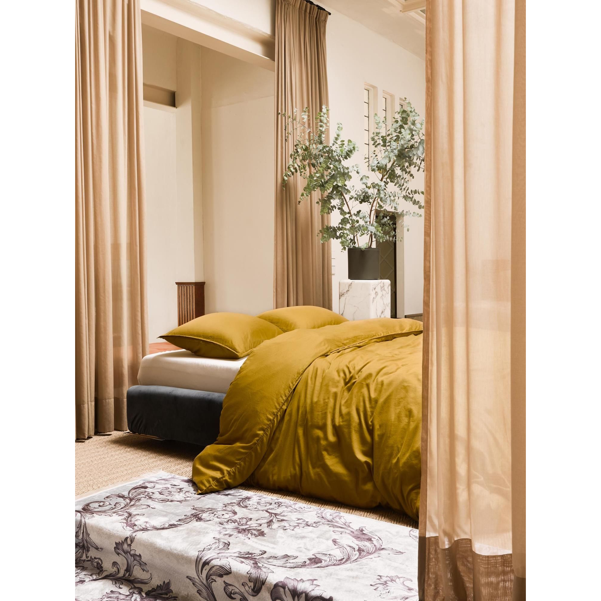 Dekbedovertrek uni satijn Olive