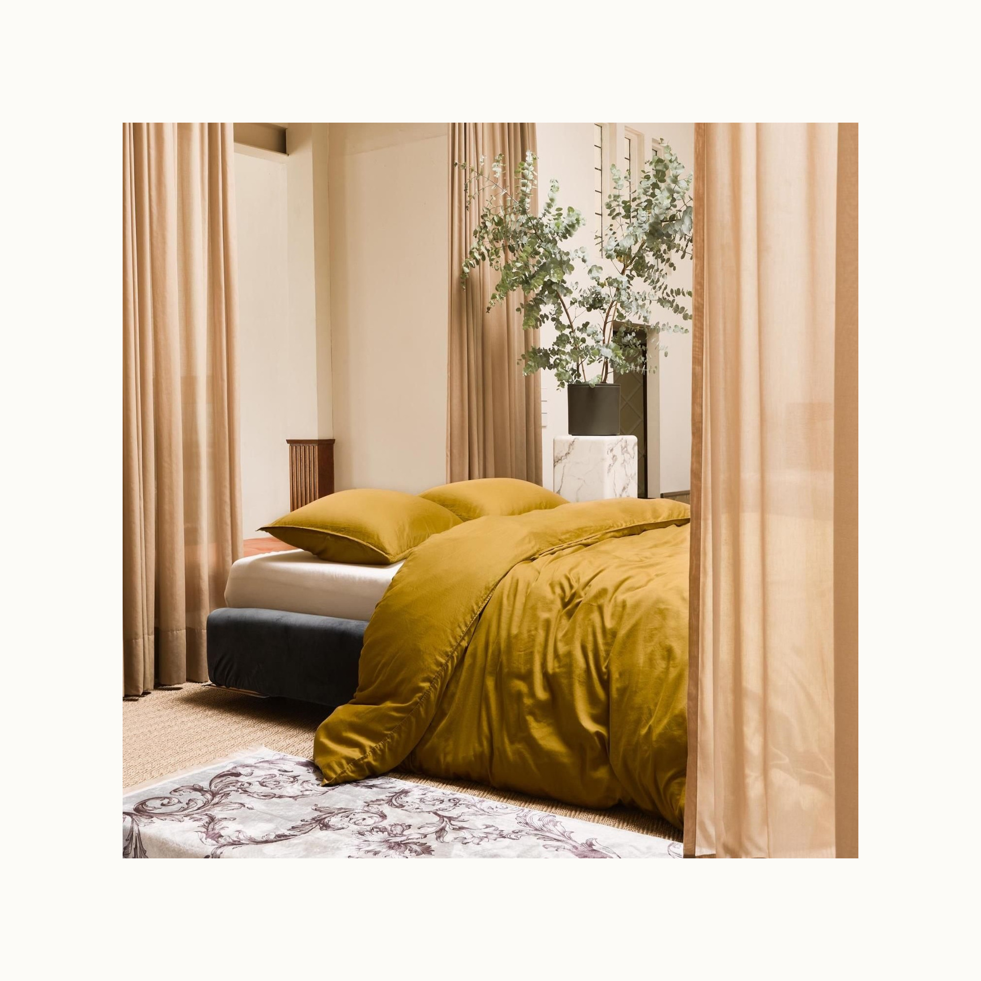 Dekbedovertrek uni satijn Olive